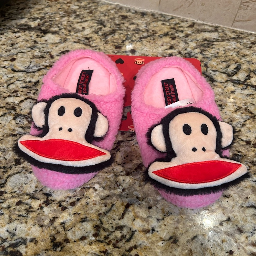 Paul Frank Daisy Street Pink Monkey Slip-On Slippers Unisex Kids Size S